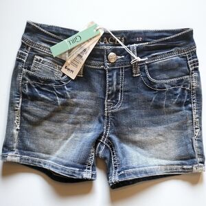 Grace in LA Faded Blue Denim Shorts Girls Size 12 NWT